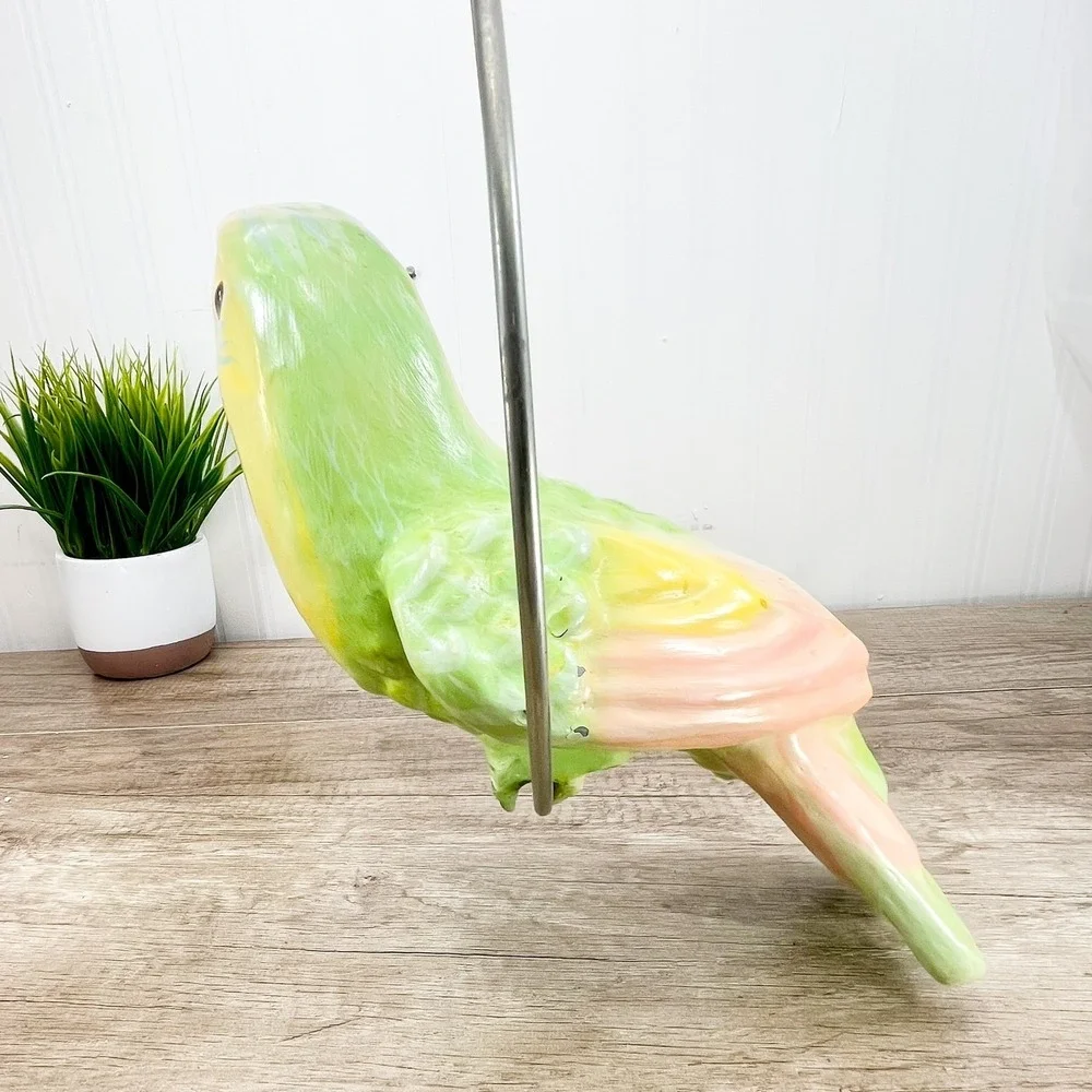 VTG Toucan Parrot Hand-Painted‎ Signed Sculpture Paper Mache Bustamante Style